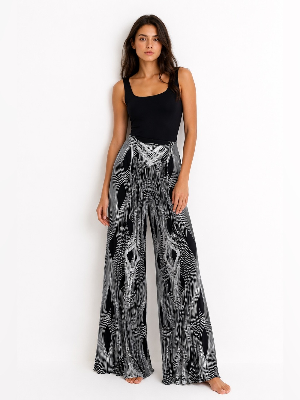 Leifsdottir Anthropologie Y2K Resort Palazzo Wide Leg Pants Womens 4